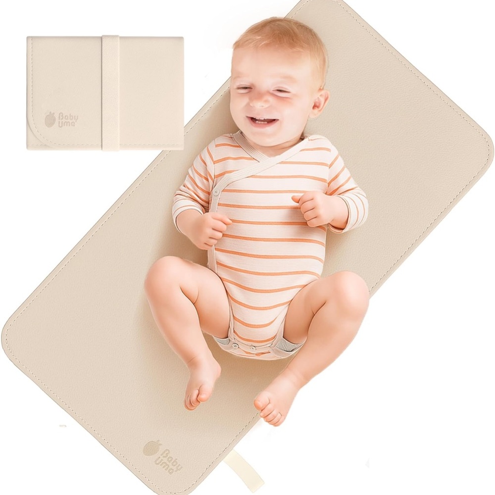 Baby Uma Vegan Leather Baby Changing Mat - Waterproof & Wipeable, Ivory